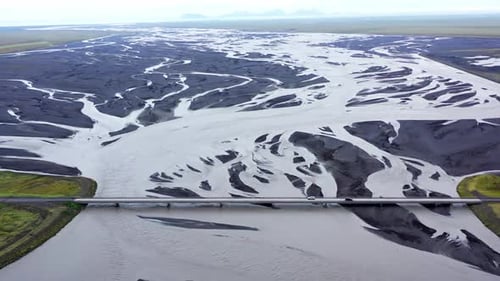 river braids from above in iceland