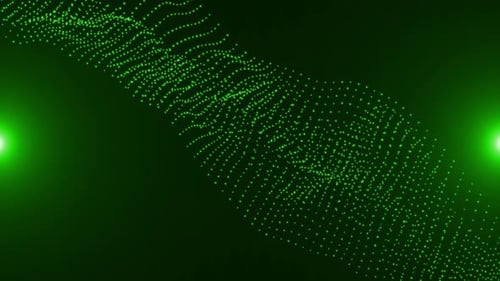 Glowing Green Particle Wave Background Animation