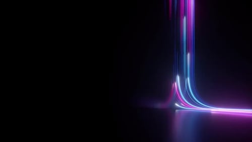 animación 3D cíclica, fondo abstracto con líneas de neón azul rosado