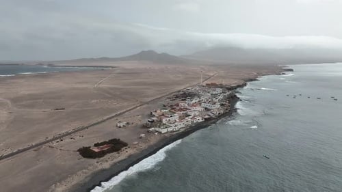 Small town of El Puertito on the island of Fuerteventura seen from the sky