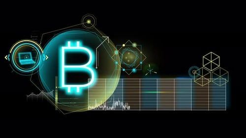 Futuristic Bitcoin Holographic Data Display