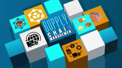 Supply Chain Management Animated Icons on Rotating Cubes