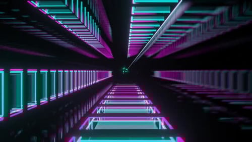 Cyan And Pink Rotations In Cube Background Vj Loop In HD