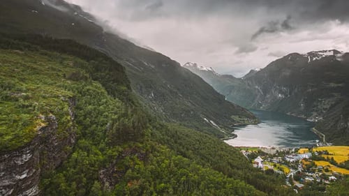 Geirangerfjord Norway Geiranger In Geirangerfjorden In Sunny Summer Day Famous Norwegian Landmark