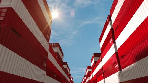 Austria export cargo containers in row endless