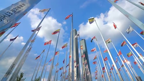 Flags of Many Countries Under Blue Sky