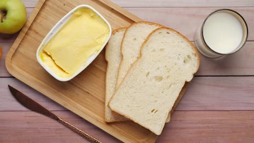 Breakfast Still Life with Bread, Butter, Milk