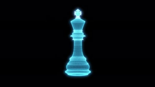 Neon Chess King 3D-Hologramm, 4K-Animation