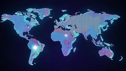Futuristic Digital World Map Global Network Display