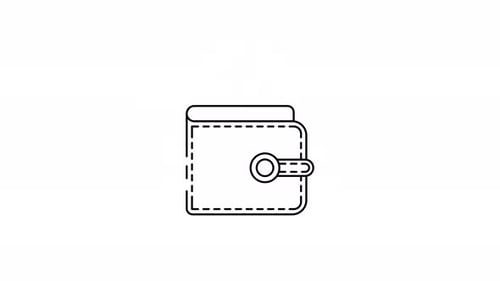 wallet and paper money with jump gold coins line art minimalist animation 2D video