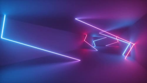 abstract neon background, moving forward endless tunnel