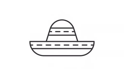 Animated Sombrero Hat Line Drawing Icon