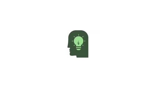 Animated Light Bulb Idea Flashing in Head Silhouette