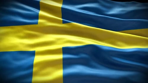 Sweden Flag Background Realistic Waving In The Wind 4K