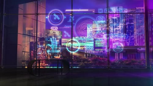 Futuristic Holographic Data Display User Interface Animation