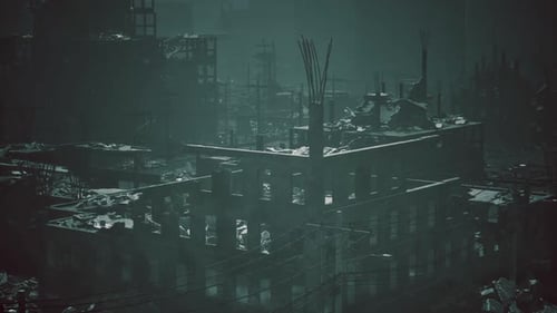 Urban Landscape Shows Devastation and Decay in a Post Apocalyptic Setting