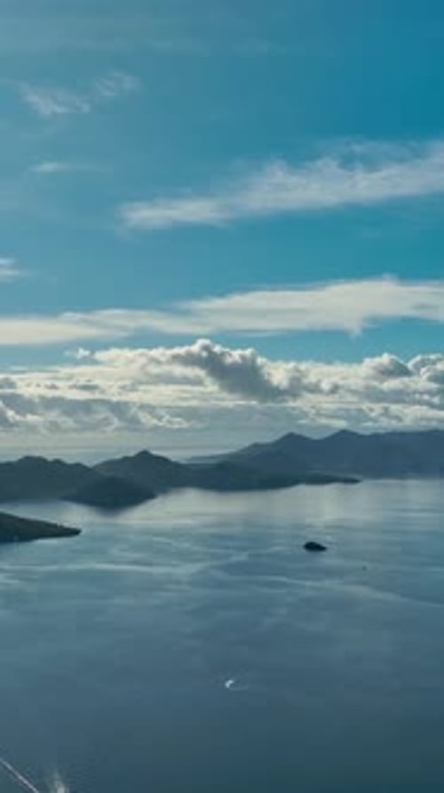 Aerial top view of tropical beach resort