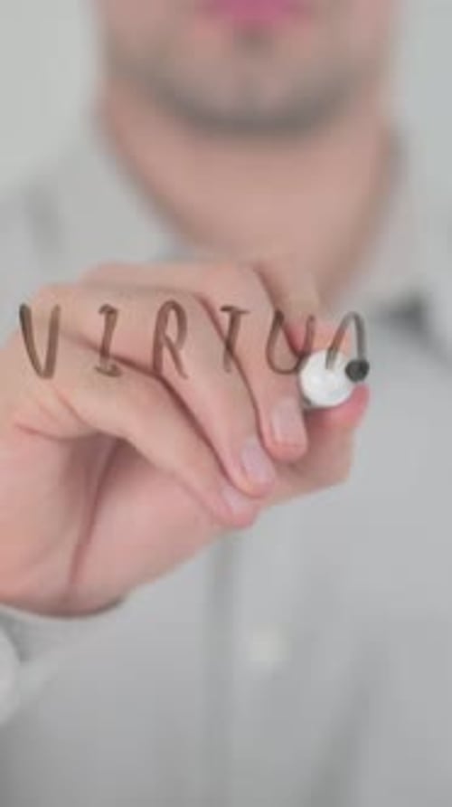 Virtuelles privates Netzwerk, Schreiben auf transparentem Glas, vertikales Video