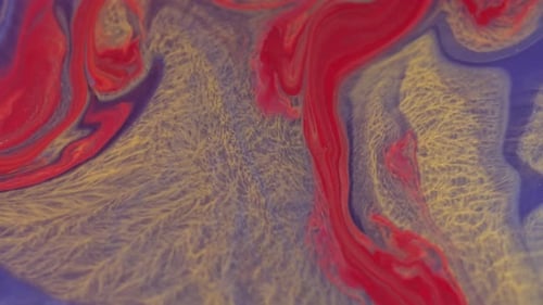 Swirling Abstract Art Fluid Pouring Red and Yellow