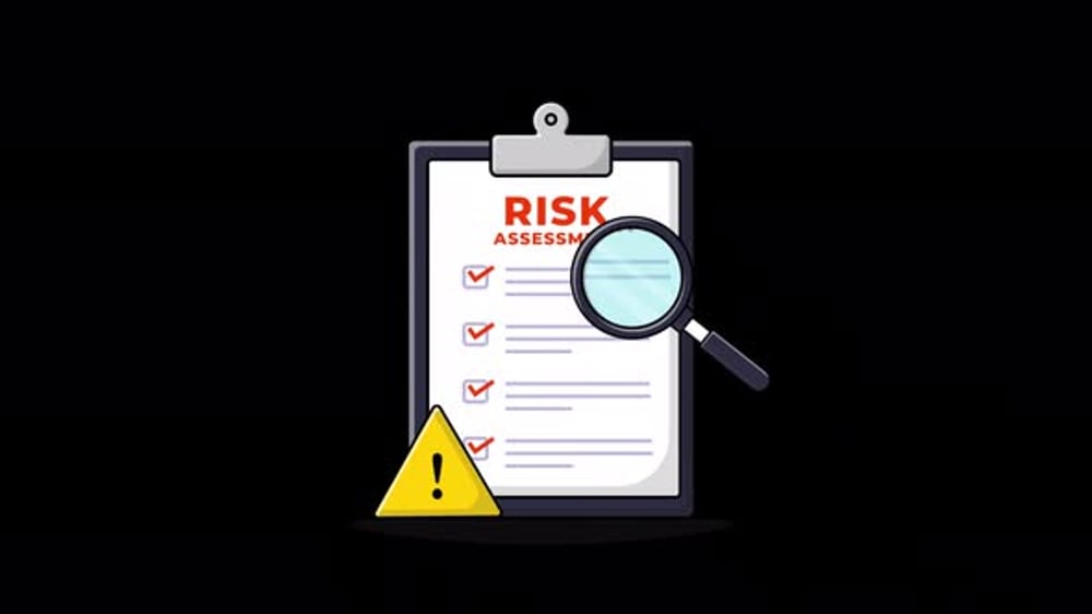 Risk Assessment Clipboard Animation with Magnifying Glass, Backgrounds ...