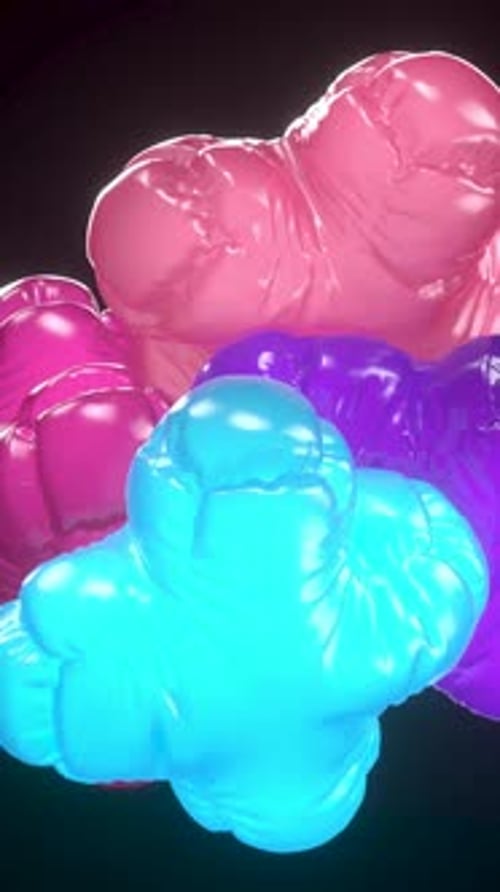 3D Vertical Animation of Spinning Soft Colorful Balloons