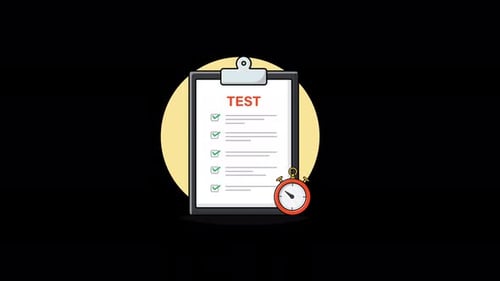 Animated Flat Design Test Checklist with Stopwatch