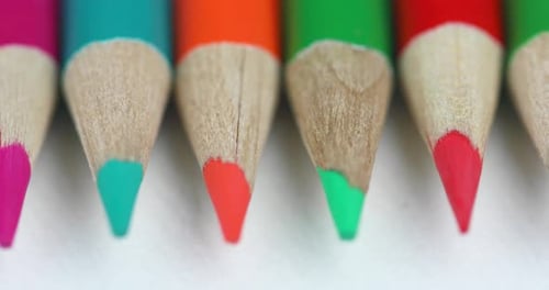 Macro View of Vibrant, Colorful Pencils
