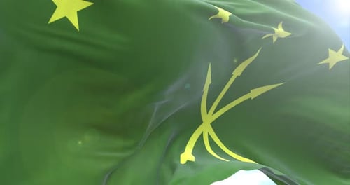 Adygea Flag Waving And Rotating Camera 4K