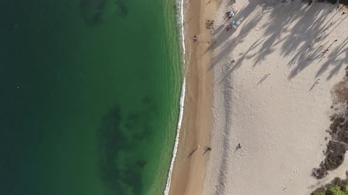 Spectacular drone capture of the beach landscape at Chahue Bay in Huatulco, Mexico