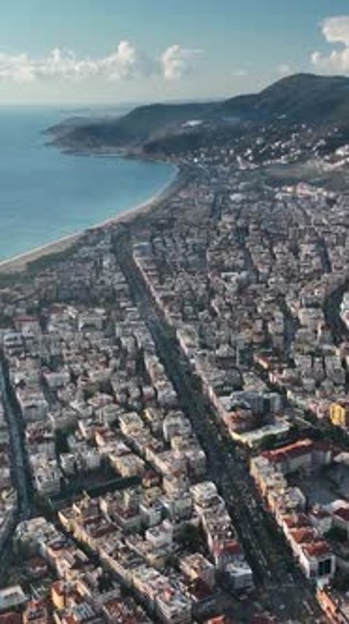 Vertical Video Colorful Panorama Over the City Aerial View