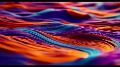 Abstract 3D Wavy Lines Background with Vibrant Multicolored