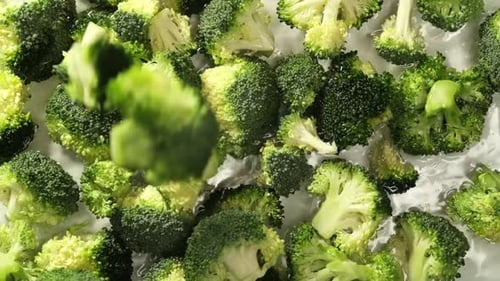 Dropping Broccoli Into Water a Snapshot of the Washing Process This Footage Resonates with the