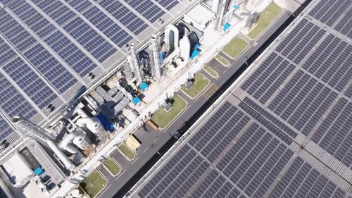 Solar power station on factory rooftop