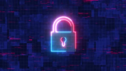Lock Icon Digital Global Technology Cybersecurity Concept