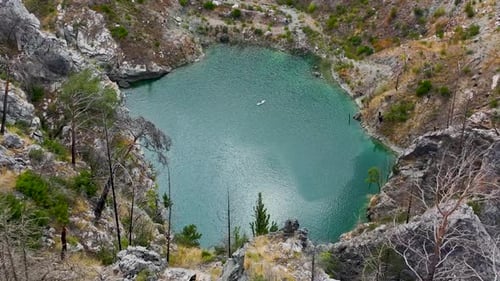 Aerial View Adventure Paddleboarding Through Turkey s Grand Canyon Group Exploring Nature