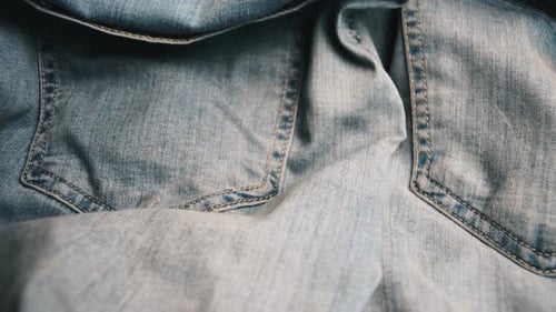 Close Up of Light Blue Denim Jacket Texture