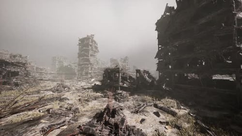 Devastated Urban Landscape in a City Destroyed By Military Conflict