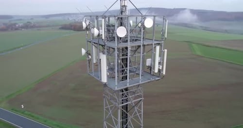 Telecommunications network support facilities. 4K clips of Cellular tower.