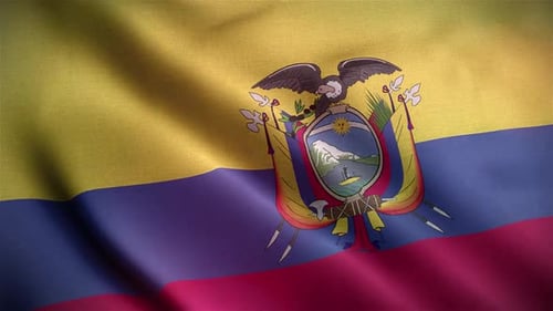 Ecuadors Wellige Flagge im Wind in Zeitlupe, die offizielle Flagge schwenkt