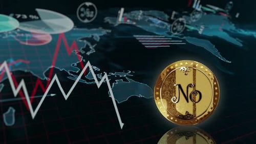 Yes or No random choice golden rotating coin on chart loop