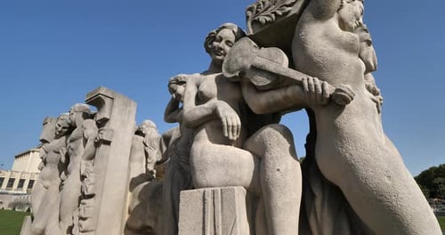 Statues and water features of the Palais du Trocadero, Paris, France