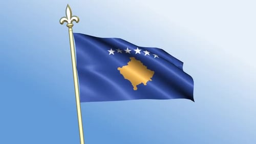 Kosovo Flag Waving