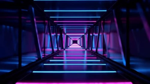 Futuristic Neon Sci Fi Tunnel Corridor Animation