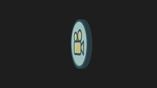 Animated Flat Design Video Camera Icon Rotation