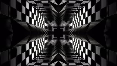 Black And White Neon Checkerboard On Spikes Background Vj Loop In 4K
