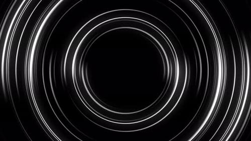 Seamless Loop of Abstract Expanding White Geometric Circles