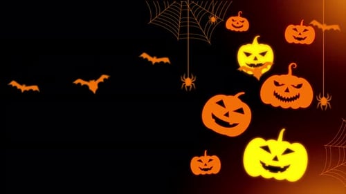 Animated Halloween Pumpkins Bats and Spiders Background