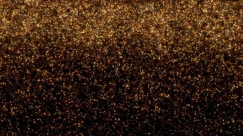 Golden Glowing Glittering Particles on Black Backdrop