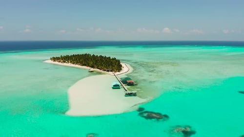 Tropical Island with a Beach on the Atoll Onok Island Balabac Philippines