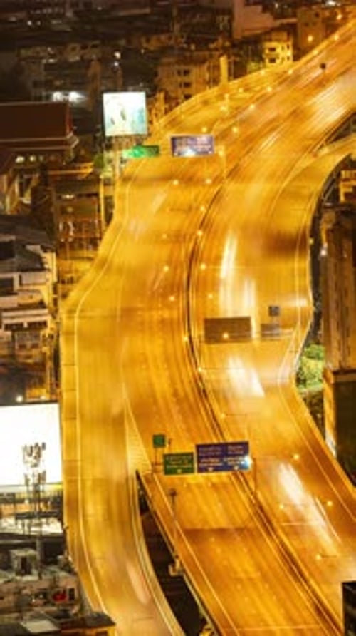Timelapse of Rush Hour Traffic in Central Bangkok in Vertical